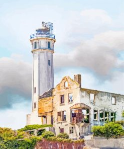 Abandoned Lighthouse In Alcatraz Island Diamond Paintings