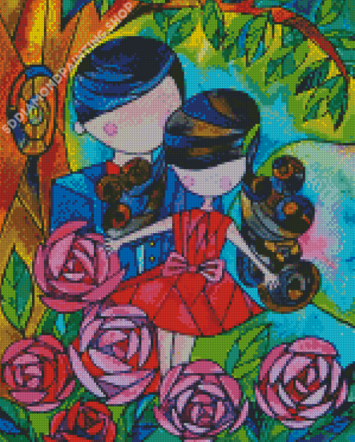 Abstract Couple In The Garden Diamond Paintings