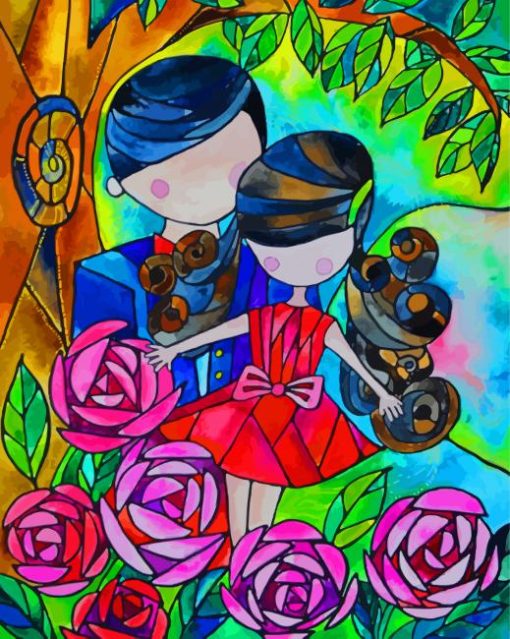 Abstract Couple In The Garden Diamond Paintings