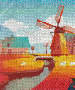 Aesthetic Abstract Windmill Art Diamond Paintings