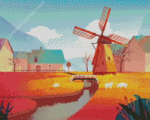 Aesthetic Abstract Windmill Art Diamond Paintings