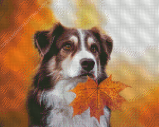 Aesthetic Dog In Autumn Diamond Paintings