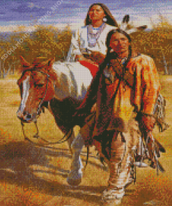 Aesthetic Native American Couple Art Diamond Paintings