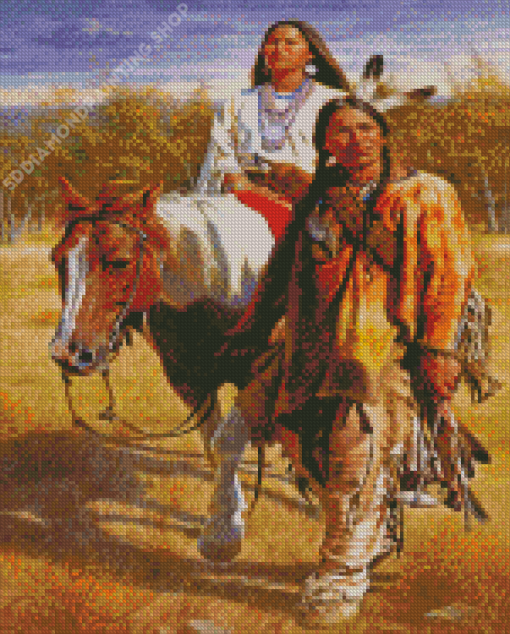 Aesthetic Native American Couple Art Diamond Paintings