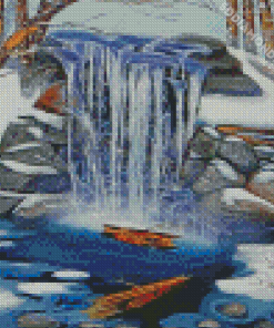 Aesthetic Winter Waterfall Diamond Paintings