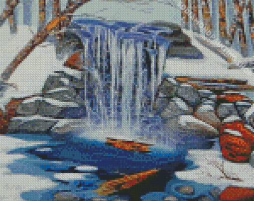 Aesthetic Winter Waterfall Diamond Paintings