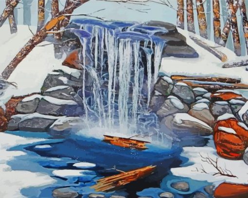 Aesthetic Winter Waterfall Diamond Paintings