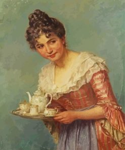 Aesthetic Woman Drinking Tea Diamond Paintings