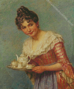 Aesthetic Woman Drinking Tea Diamond Paintings