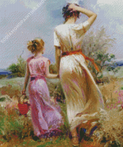 Aesthetic Mom And Daughter Pino Daeni Diamond Paintings