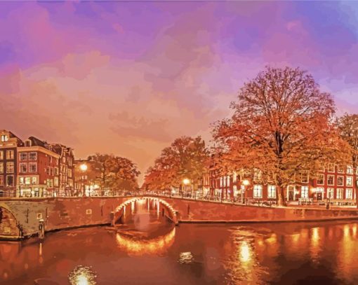 Amsterdam Autumn Evening Diamond Paintings