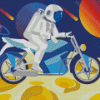 Astronaut Rides A Motorcycle On Moon Diamond Paintings