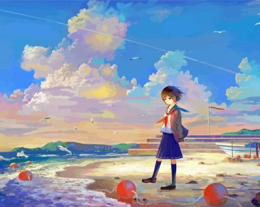 Calm Relaxing Anime Seascape Diamond Paintings