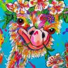 Cheerful Ostrich And Flowers Diamond Paintings