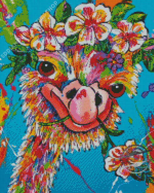 Cheerful Ostrich And Flowers Diamond Paintings