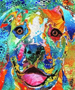 Colorful Abstract Pitbull Dog Diamond Paintings