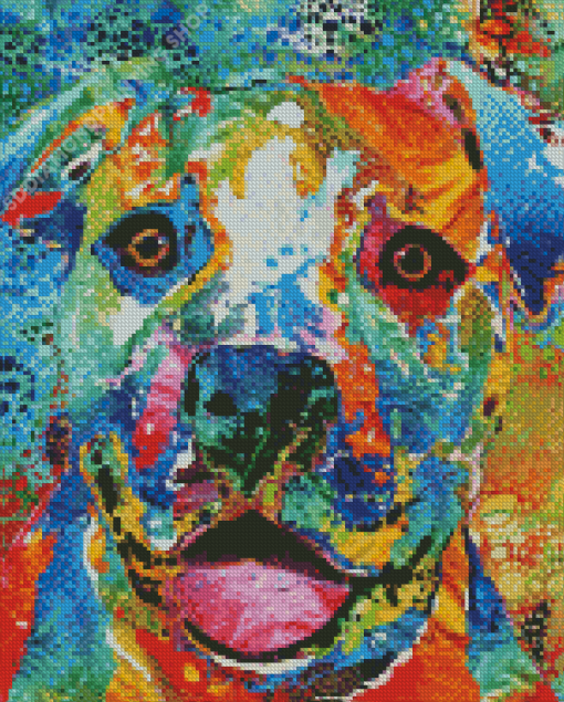 Colorful Abstract Pitbull Dog Diamond Paintings