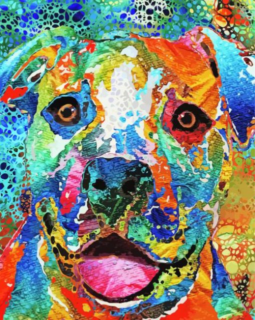 Colorful Abstract Pitbull Dog Diamond Paintings