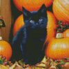 Cute Black Halloween Cat Diamond Paintings