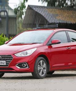 Dark Red Hyundai Verna Car Diamond Paintings