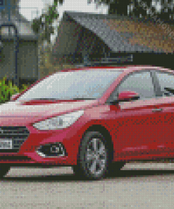 Dark Red Hyundai Verna Car Diamond Paintings