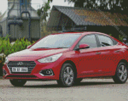 Dark Red Hyundai Verna Car Diamond Paintings