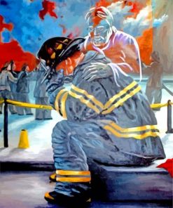 Fireman Crying Diamond Paintings