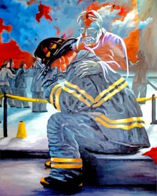 Fireman Crying Diamond Paintings