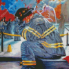 Fireman Crying Diamond Paintings