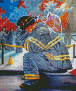 Fireman Crying Diamond Paintings