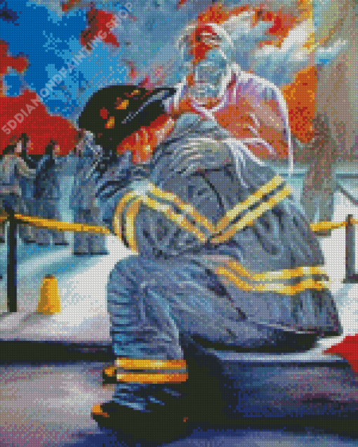 Fireman Crying Diamond Paintings