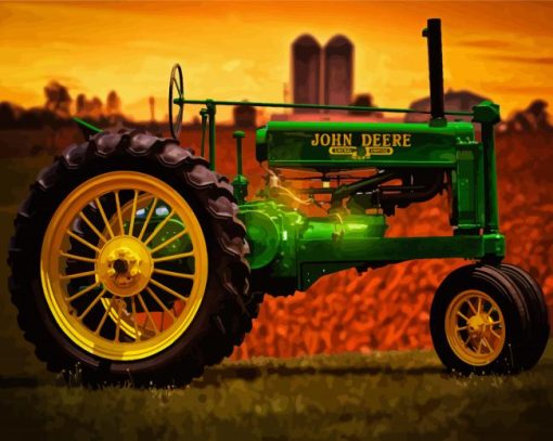 Green John Deere Tractor Diamond Paintings