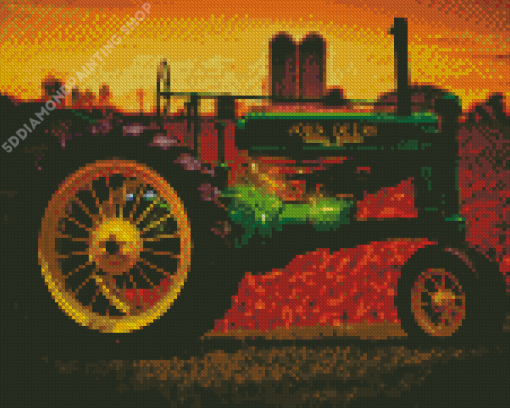 Green John Deere Tractor Diamond Paintings