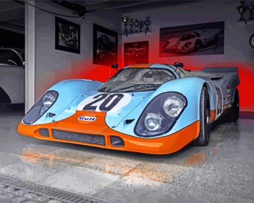 Gulf Porsche In Garage Diamond Paintings