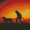 Hunter Man And Dog Silhouette Diamond Paintings