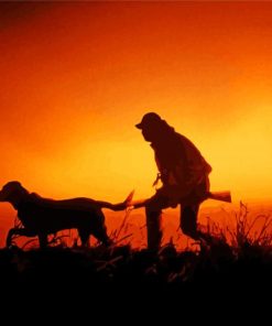 Hunter Man And Dog Silhouette Diamond Paintings