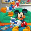 Mickey Mouse And Donald Duck Playing Video Game Diamond Paintings