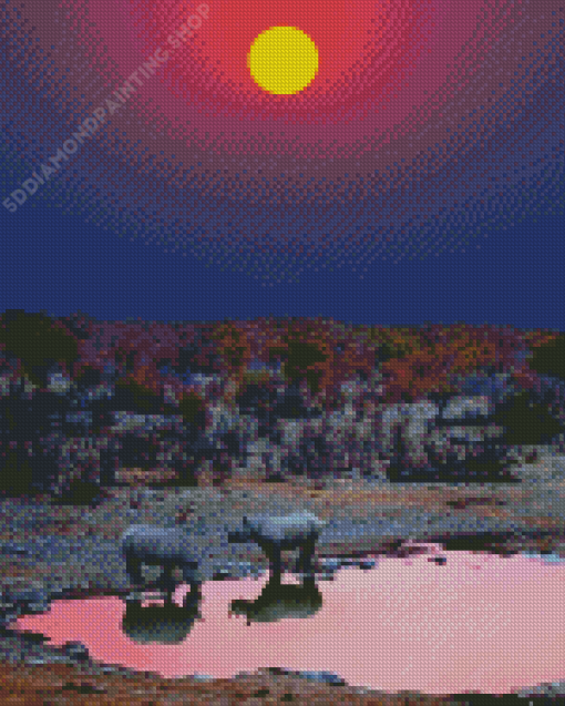 Namibia Rhino Sunset Diamond Paintings