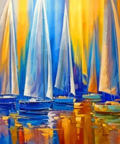 Ocean White Sailboats Art Diamond Paintings