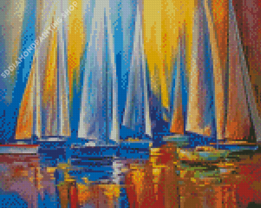 Ocean White Sailboats Art Diamond Paintings