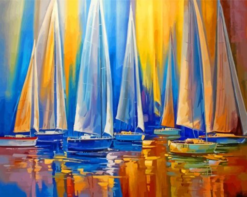 Ocean White Sailboats Art Diamond Paintings