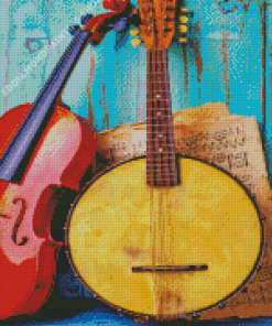 Old Banjolele Violin Diamond Paintings