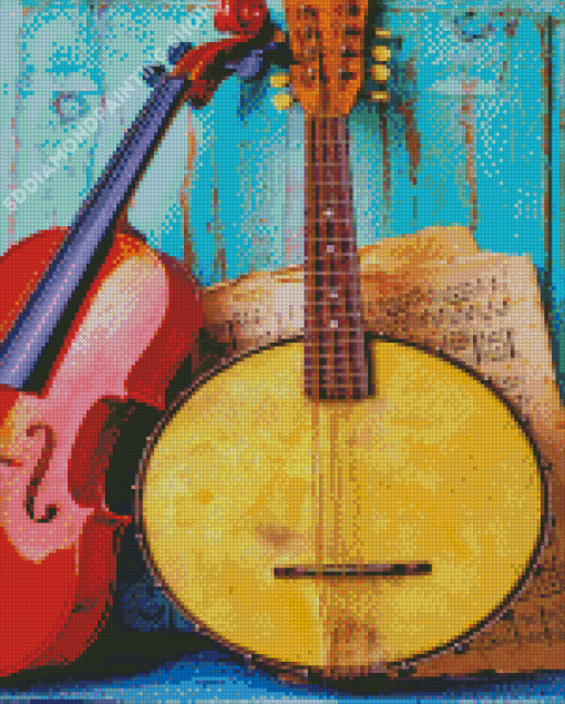 Old Banjolele Violin Diamond Paintings