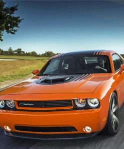 Orange Dodge Challenger Scat Diamond Paintings