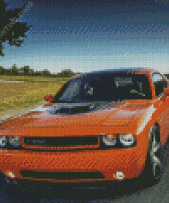 Orange Dodge Challenger Scat Diamond Paintings