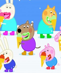 Pigs Eating Ice Cream Diamond Paintings