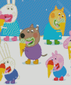 Pigs Eating Ice Cream Diamond Paintings