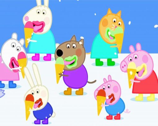 Pigs Eating Ice Cream Diamond Paintings