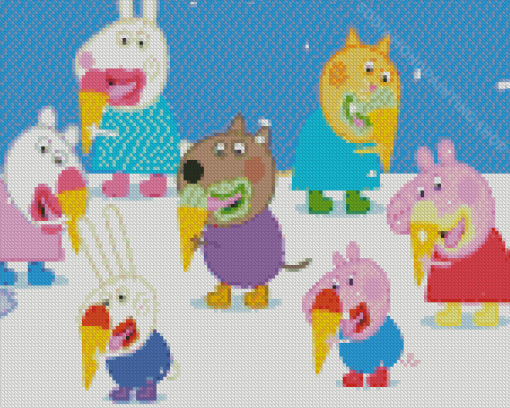 Pigs Eating Ice Cream Diamond Paintings