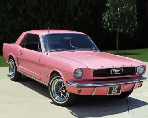 Pink 1966 Mustang Diamond Paintings